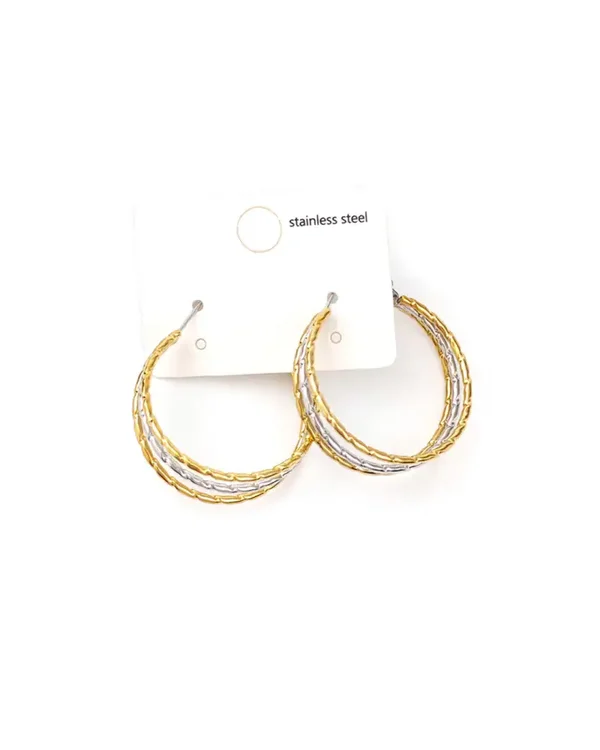 Σκουλαρίκια Κρίκοι με Τριπλό Στριφτό Σχέδιο JN-S139-35M