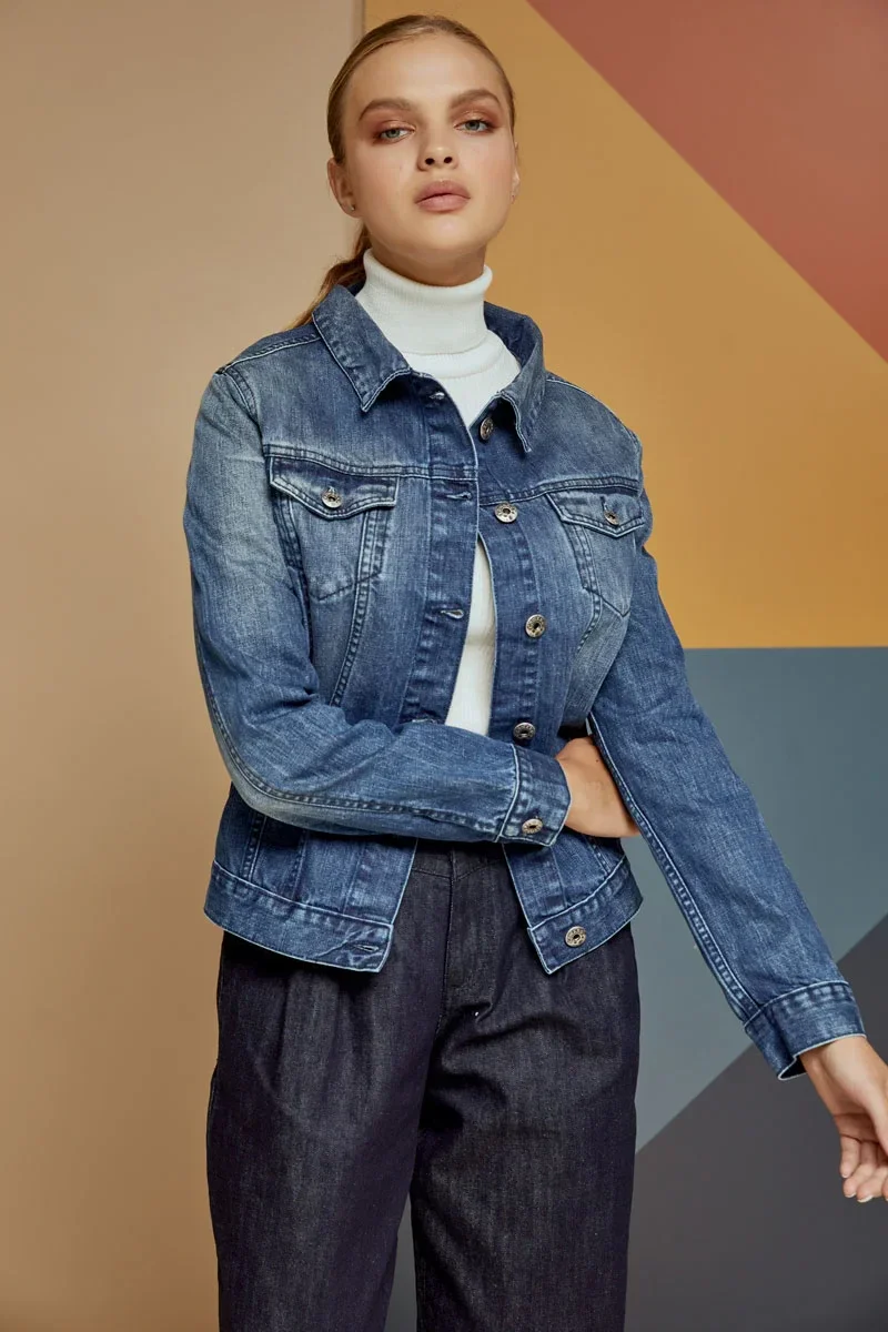 Merel-88 Γυναικείο Τζιν Κλασικό Μπουφάν