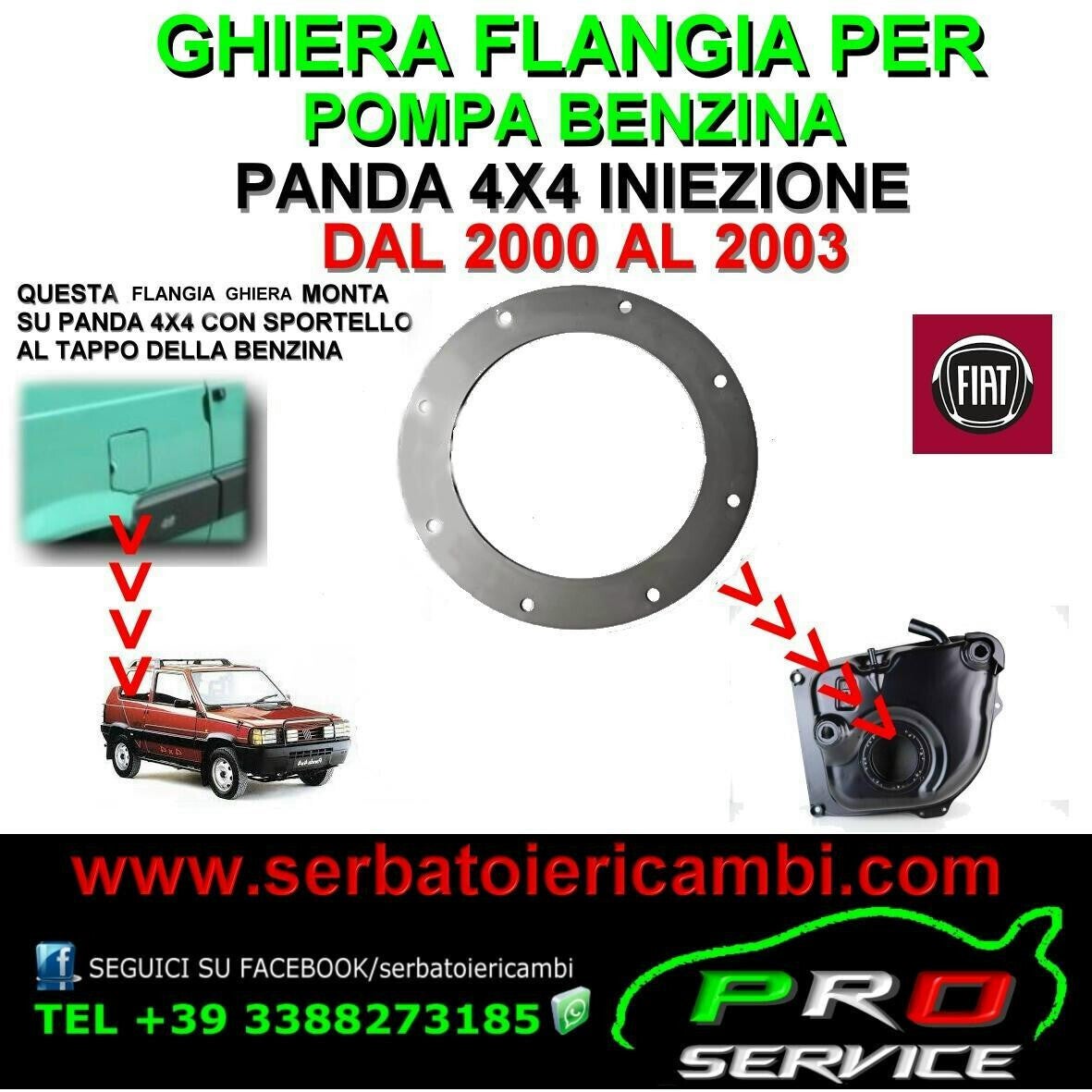 ghiera inox per serbatoio panda 4x4 dal 2001<2003