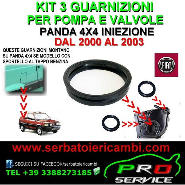 kit 3 guarnizione pompa benzina serbatoio panda 4x4 multipoint iniezione 2000 2003