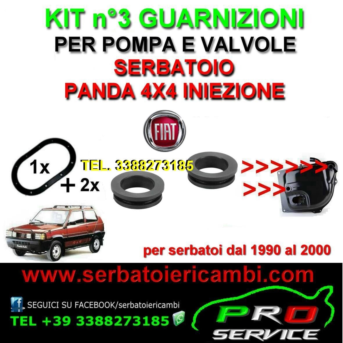kit 3 guarnizioni per serbatoio panda 4x4 iniezione dal 1991 al 1993
