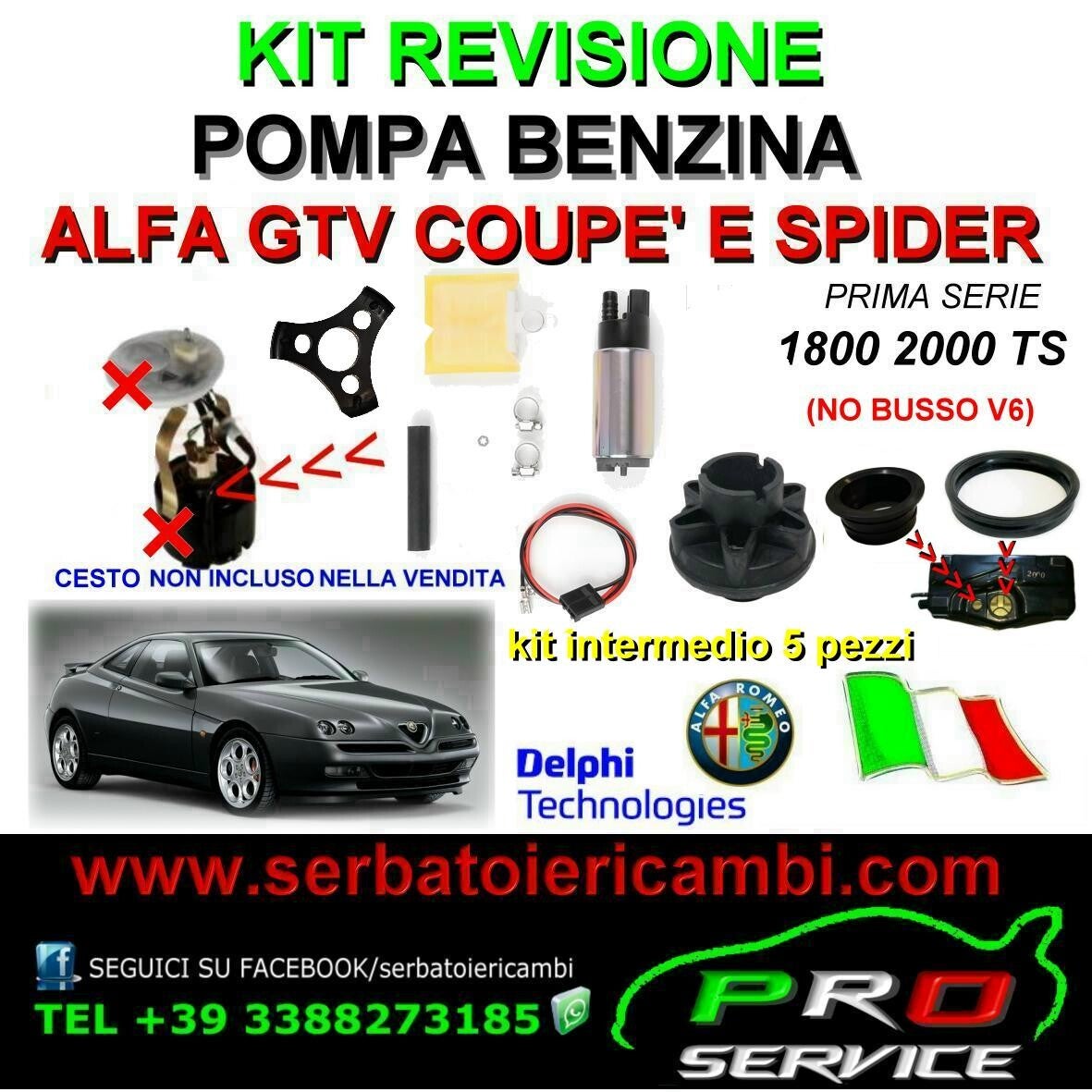 kit 5 pz pompa benzina alfa romeo gtv 180020 kitintermendio