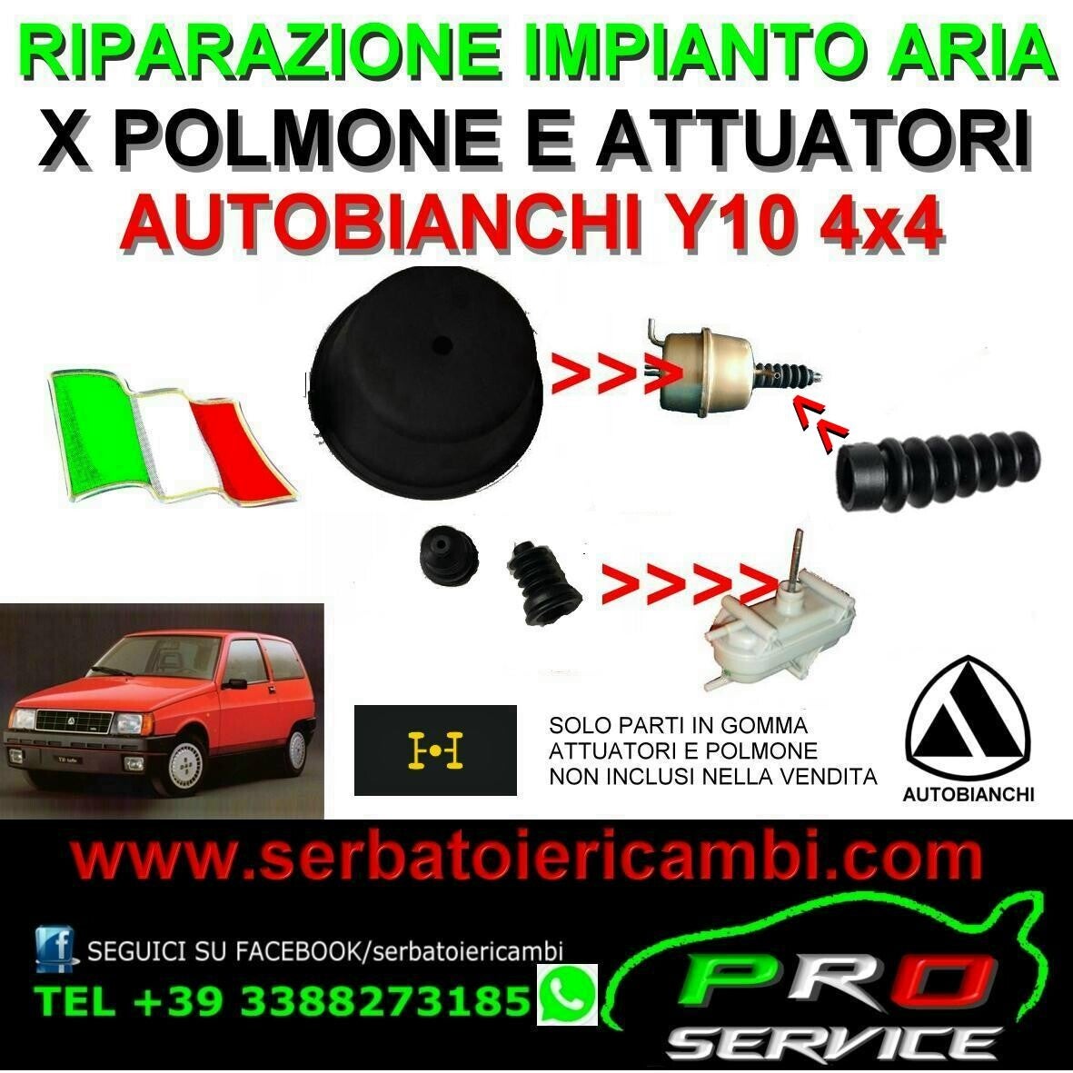 SOFFIETTO CONO CUFFIA GOMMA x aria POLMONE ATTUATORE TRAZIONE Y10 4X4 82411506