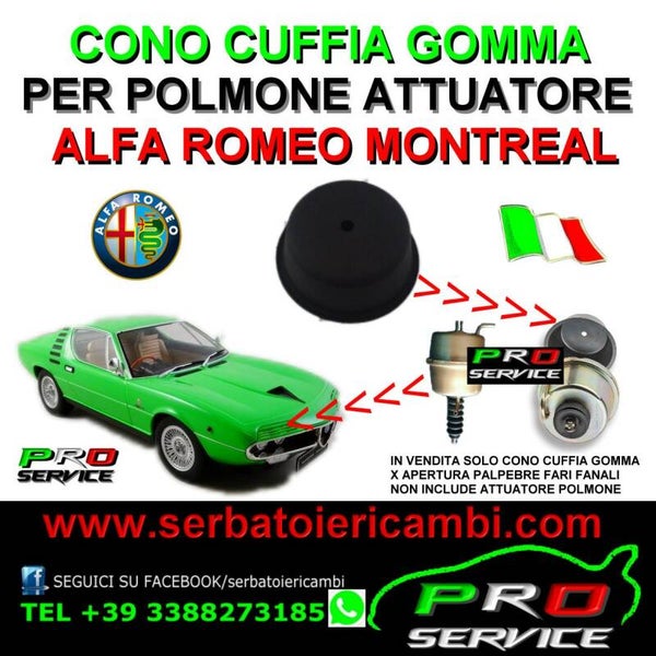 cono cuffia riparazione Sistema Pneumatico Palpebra faro Alfa Montreal