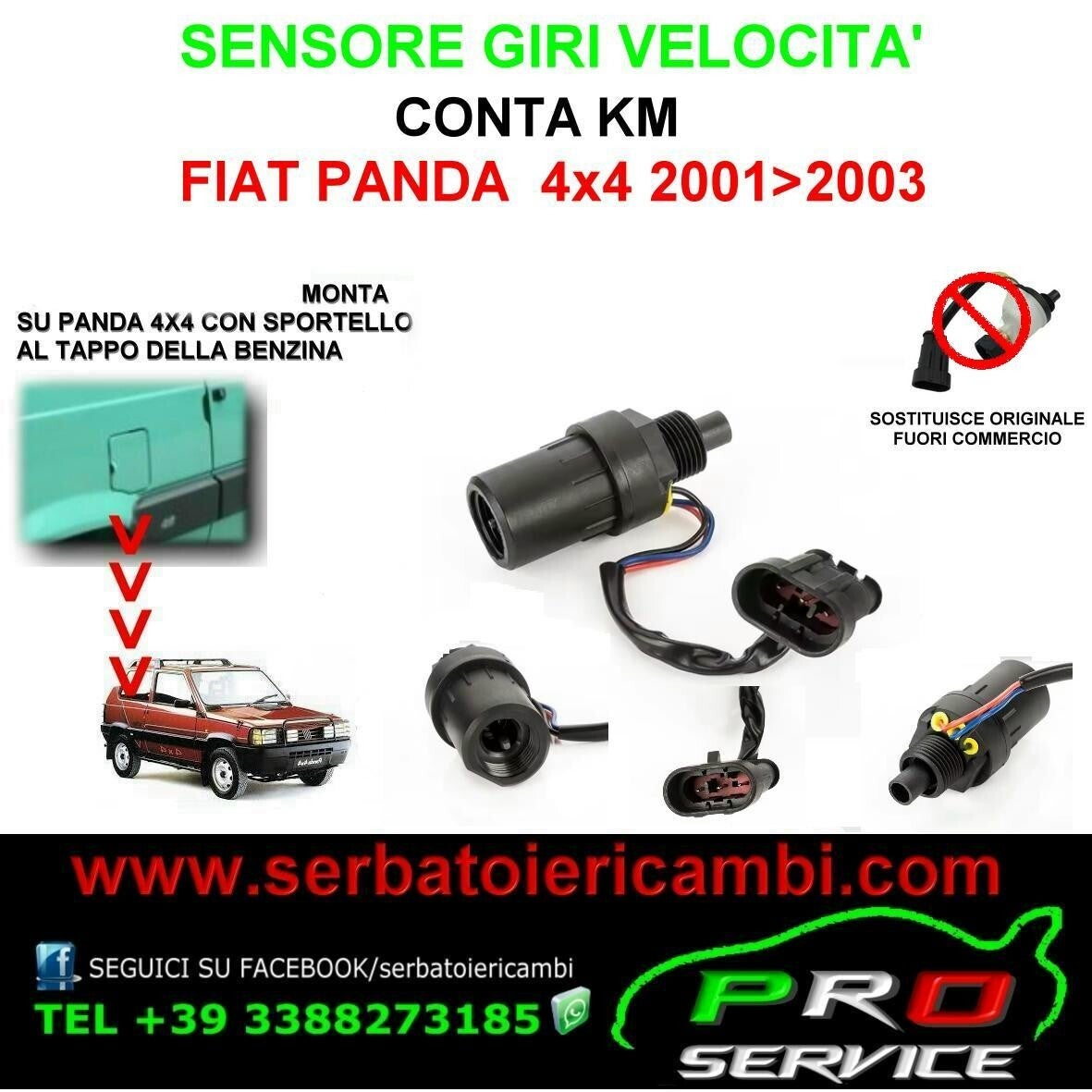 sensore velocità panda 4x4 dal 2001 al 2003 cod.eq.46758025