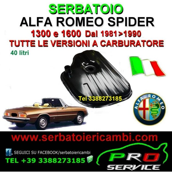 serbatoio carburante benzina alfa spider 1300 -1600 a carburatore 40 litri