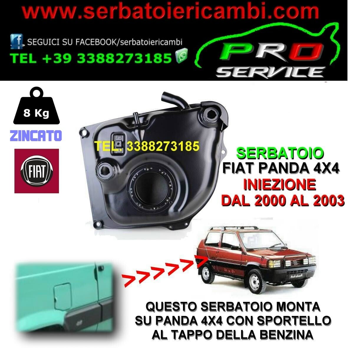 serbatoio carburante benzina panda 4x4 iniezione 46784269 multipoint 2000 2003