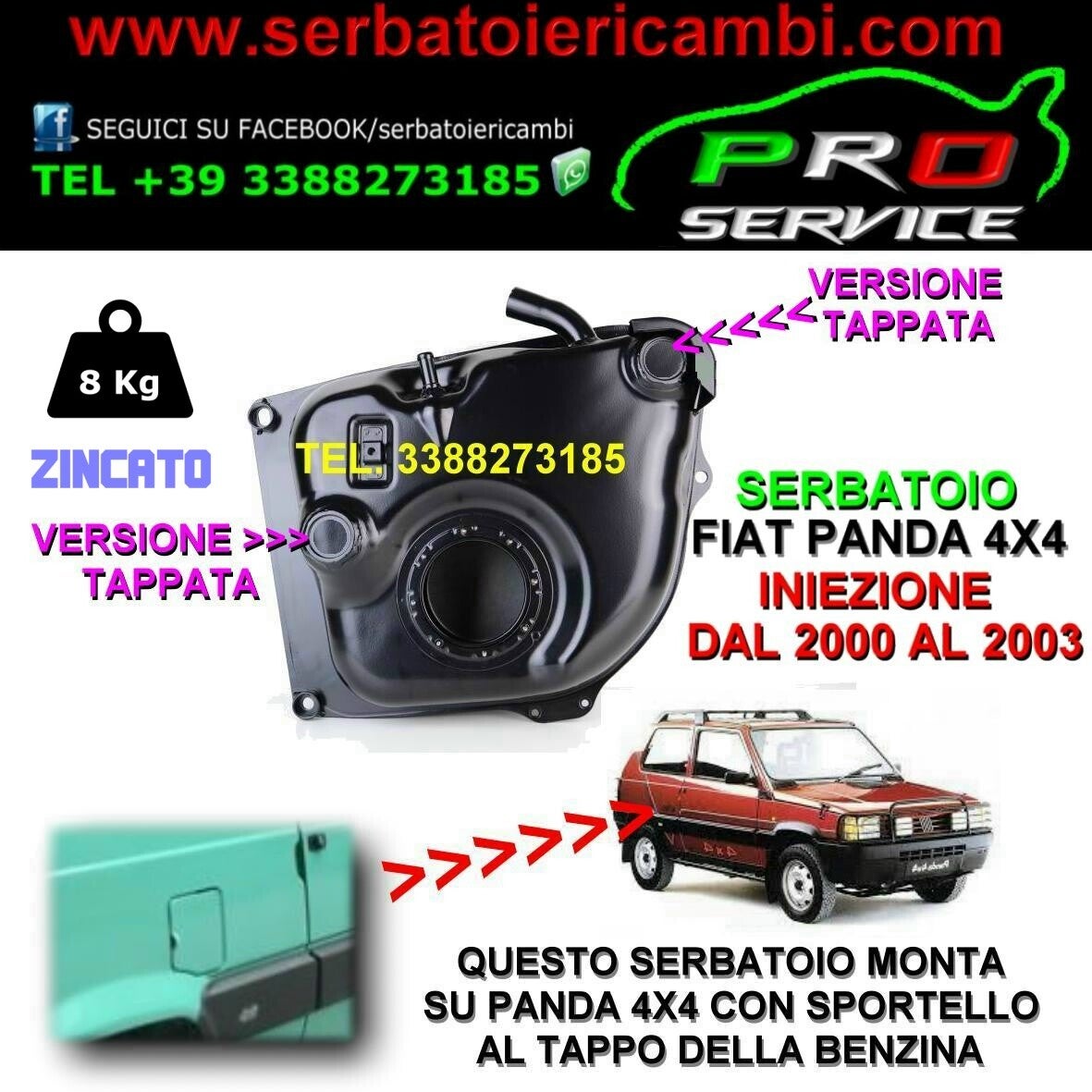 serbatoio carburante benzina panda 4x4 iniezione 46784269 multipoint 2000 2003