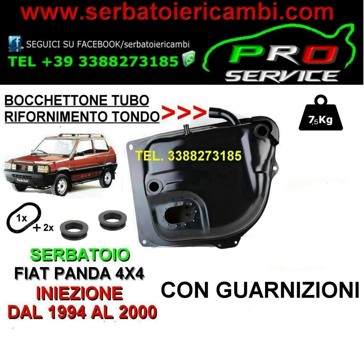 serbatoio e guarnizioni panda 4x4 iniezione dal 1994 al 2000 tubo attacco tondo