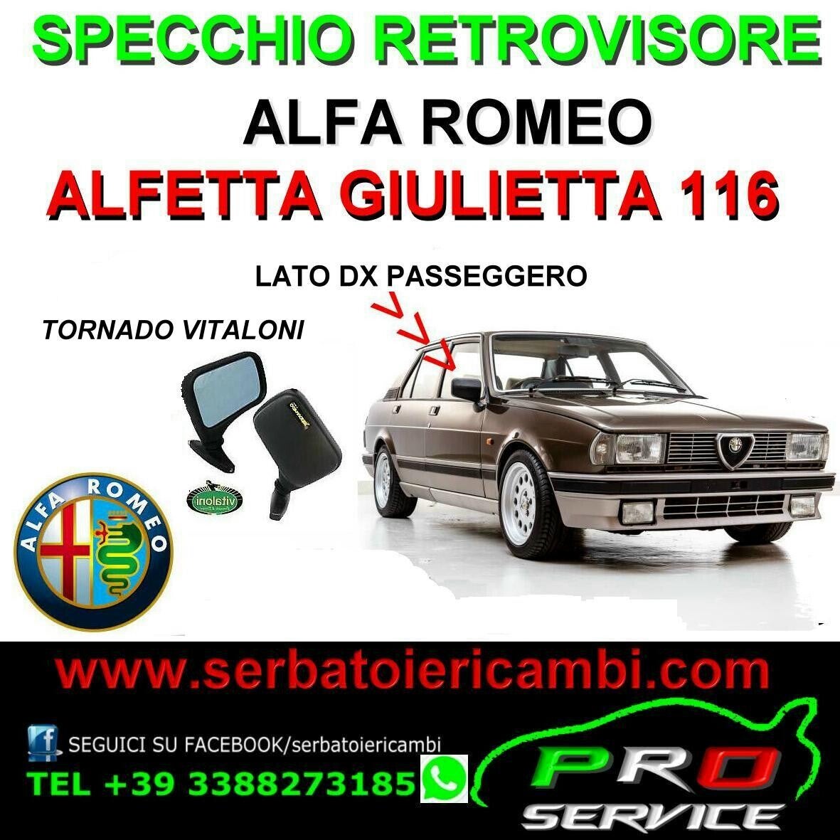 SPECCHIO ALFA GIULIETTA 116 DESTRO