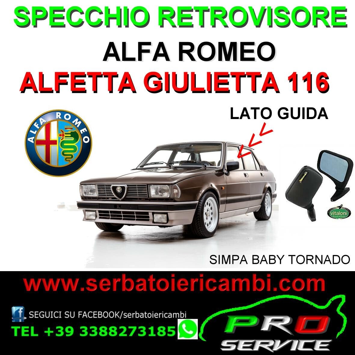 SPECCHIO ALFA GIULIETTA 116 sinistro lato guida