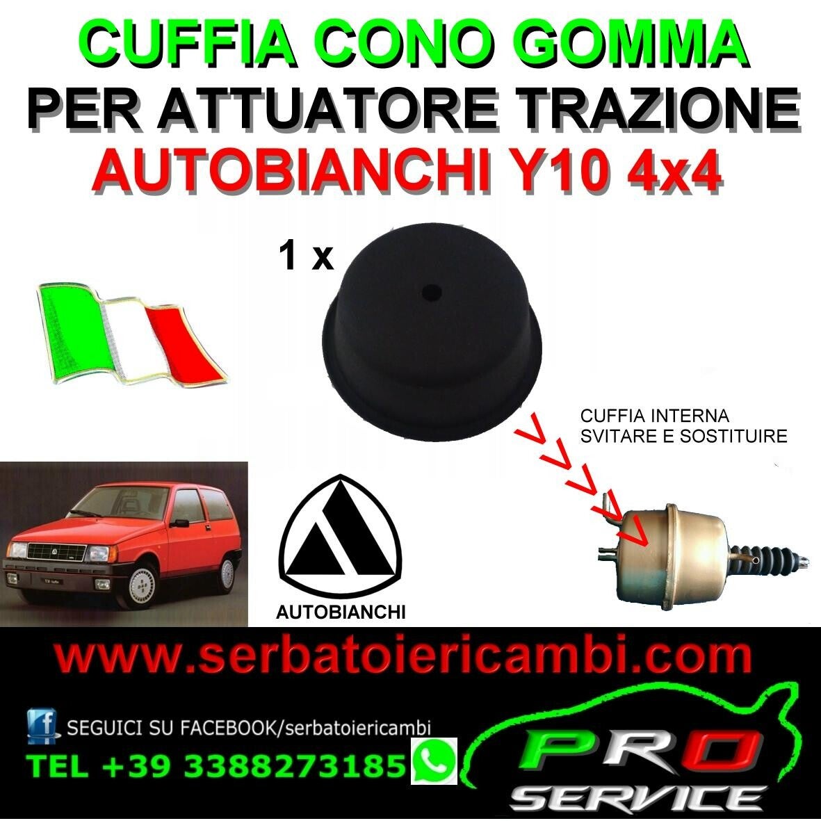CONO CUFFIA GOMMA x aria POLMONE ATTUATORE TRAZIONE LANCIA Y10 4X4 10603811 4WD