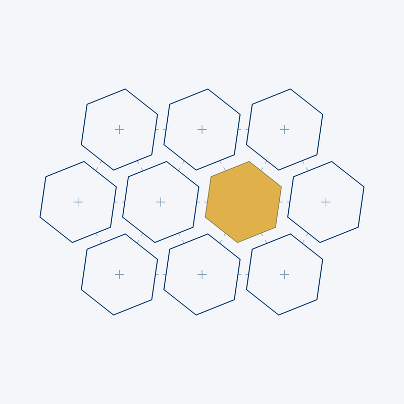 Dix cellules hexagonales illustrant les dix points de l'examen de conformité fiscale — ALFAH AUDIT