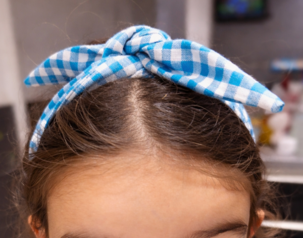 Bandeau cheveux à nouer Vichy bleu 💙