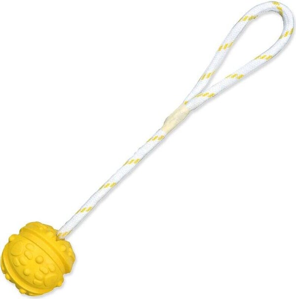 Trixie drijvende natuurrubber bal aan touw