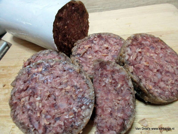 Grof gemalen barf vleesworst 900 gram keuze uit: