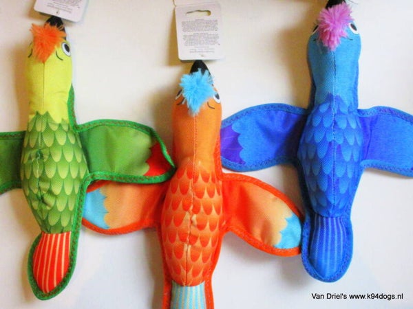 Paradijsvogel canvas speeltje 35 cm crackle vleugels.