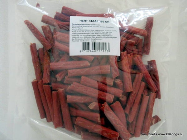snackstaafjes 350 gr. keuze uit 6 o.a. hert, lam, vis