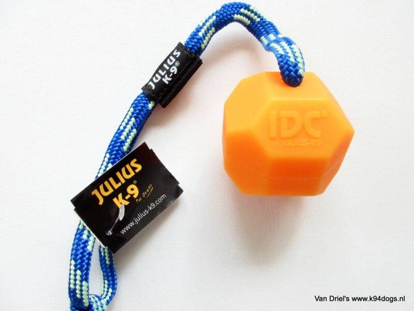 Julius K9 bal aan touw motivatiespeeltje 6 cm geel of oranje