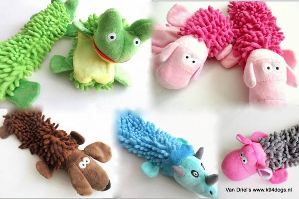 Mopsie pluchedier met crackle en piep