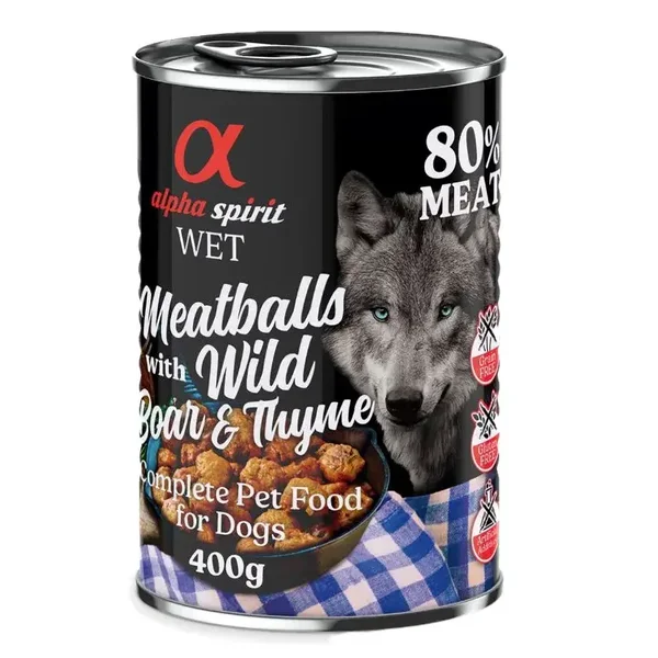 Alpha spirit wild zwijn vlees in bouillon 400gr / tray 6x400gr