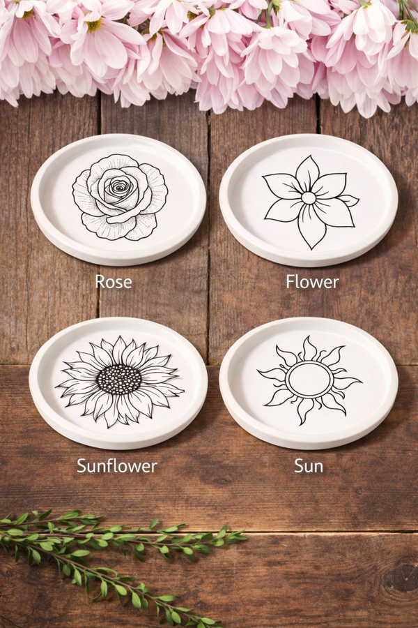 Plateau rond fleuris