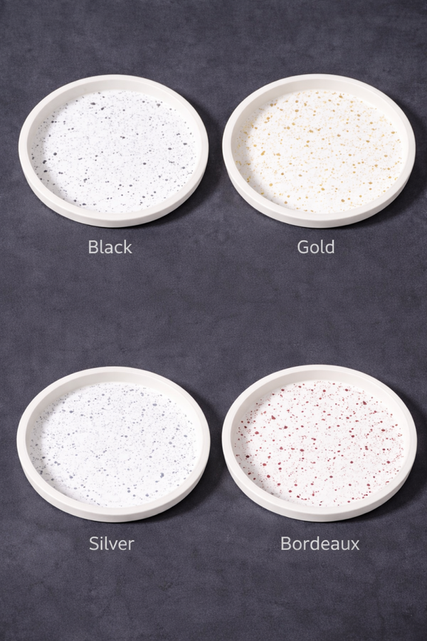 Plateau rond mouchetés