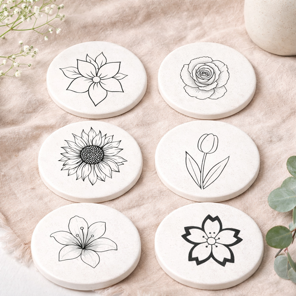 Dessous de verre fleuris