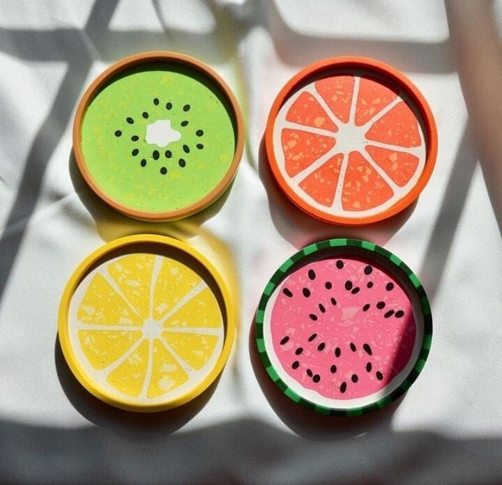 4 dessous de verre fruités