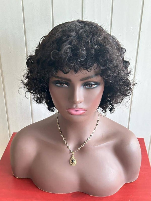 Perruque boucles légères noires