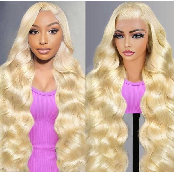 Luxury Platinum Blonde Deep Wave Wig
