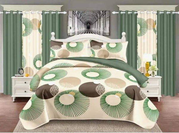 Modern GeoCircle Comforter Set – Green & Earth Tones