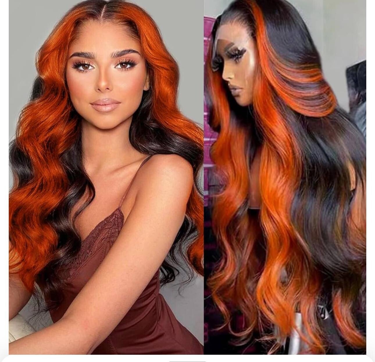 Two‑Tone Copper & Black Body Wave Wig