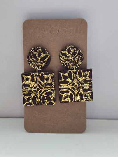Brown Square Earrings