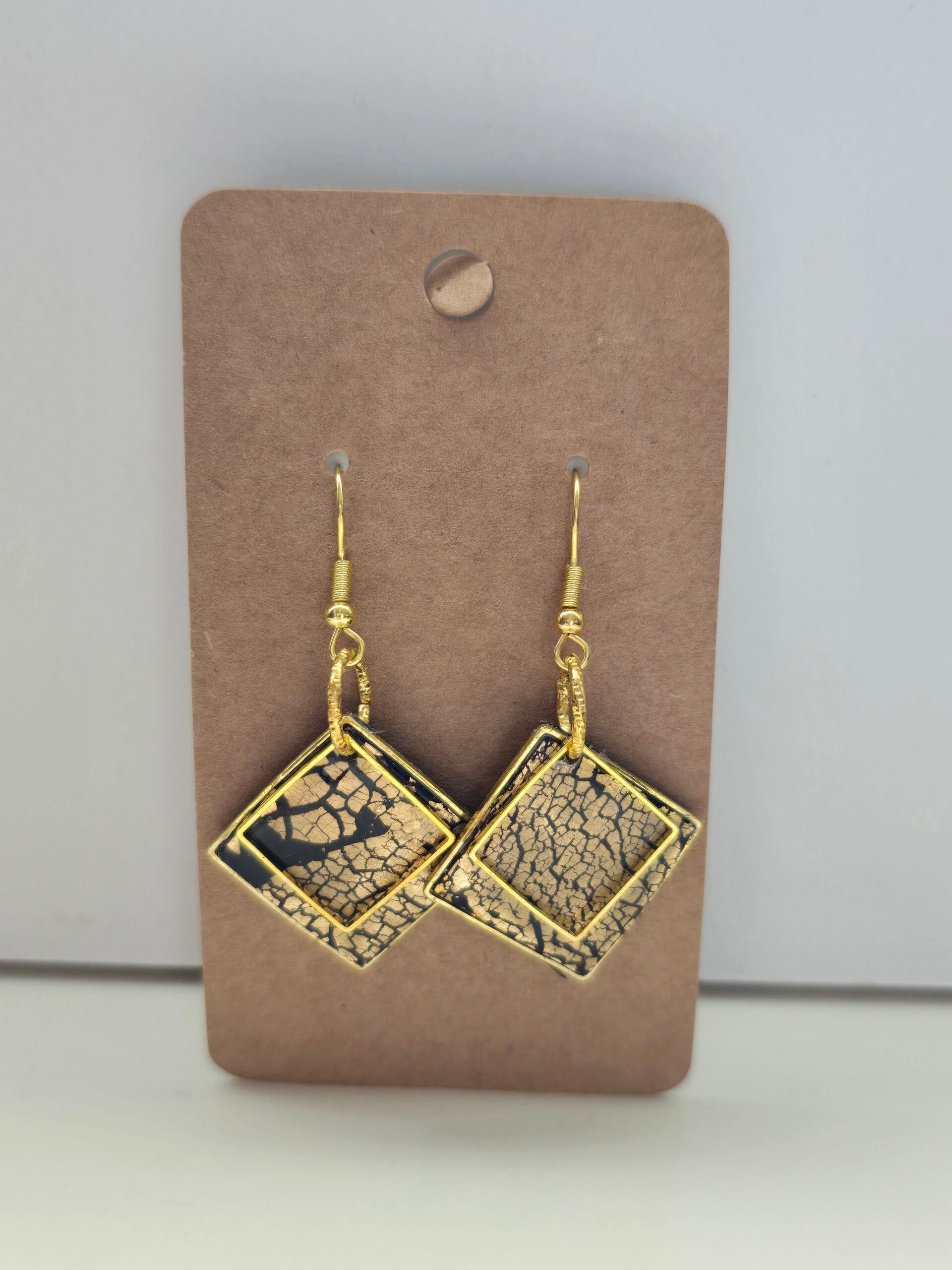 Gold and Black Square Drops