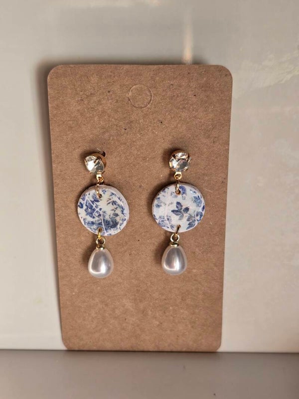 Blue floral Circle Drops