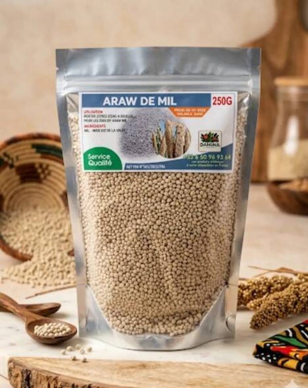 Arraw de Mil Supérieur 250g - Granulés de Mil Traditionnels pour Lakh et Fondé - 100% Naturel et Authentique