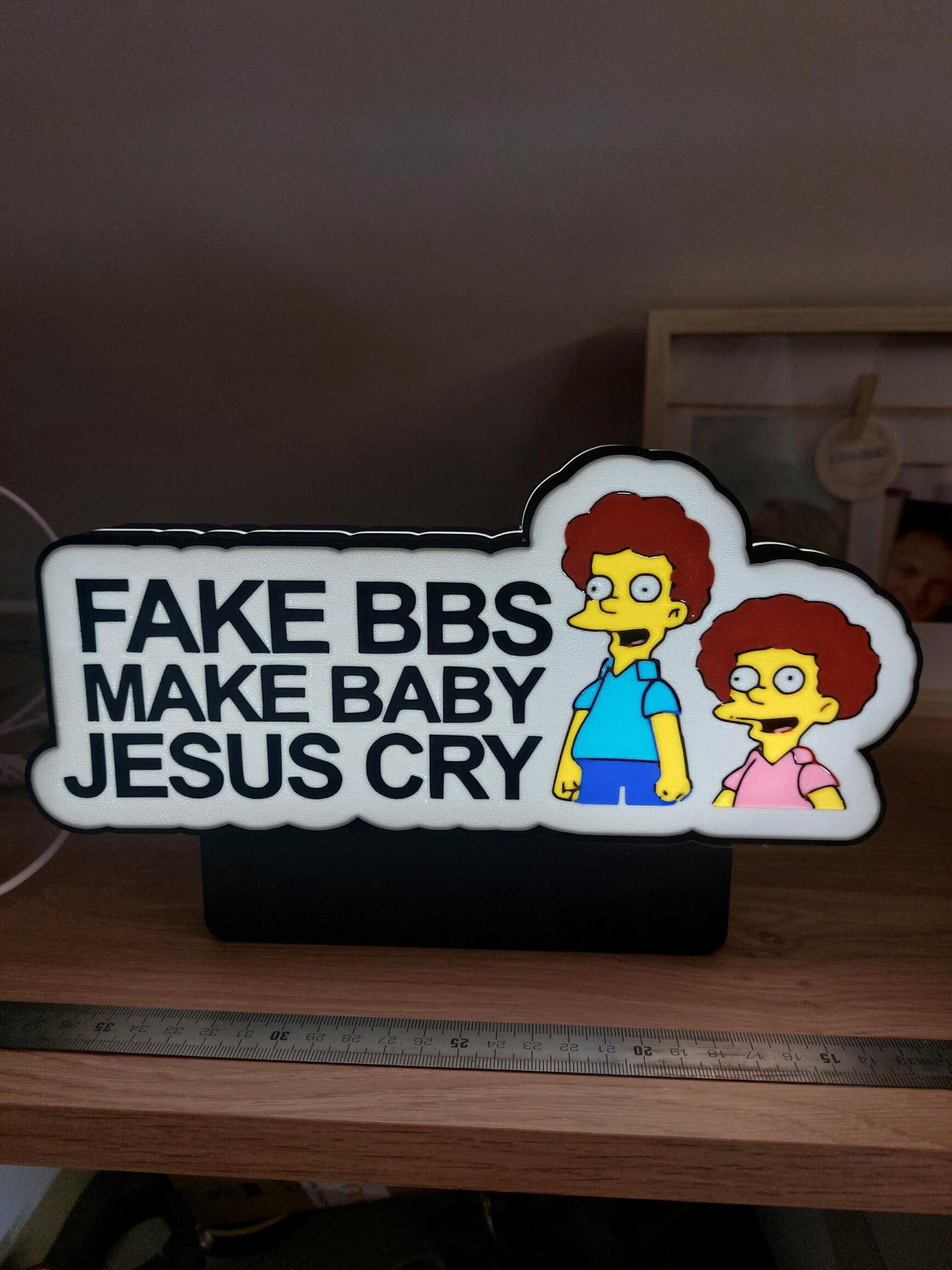 Fake BBS make baby jesus cry lichtbord