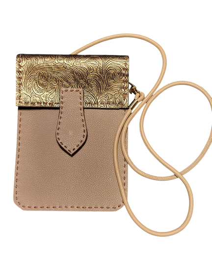 Pochette pour  téléphone cuir Marron Country.