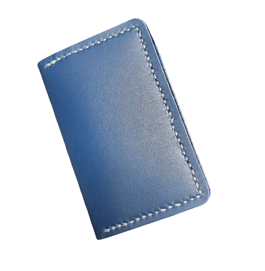 Porte cartes cuir bleu minéral