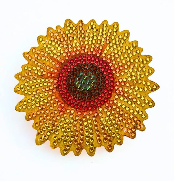 Diamond-painted sunflower coaster