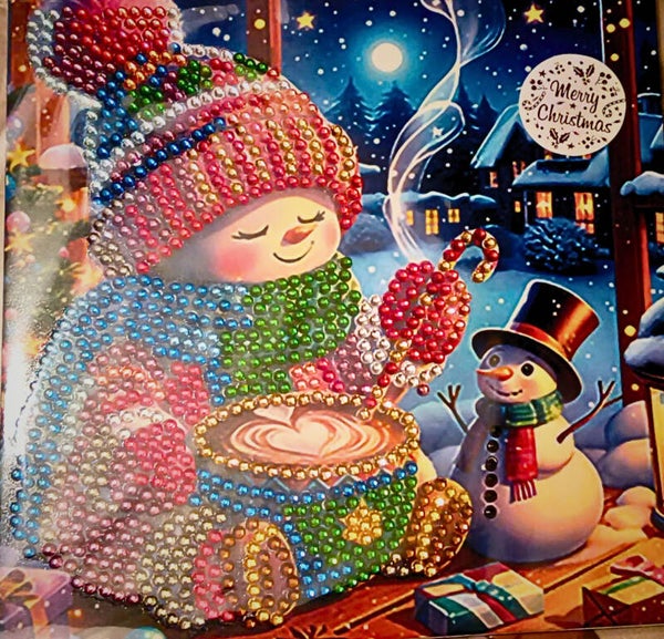 Snowmen with a bit chocolate Christmas card,