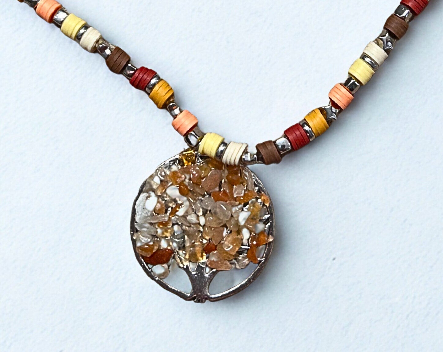 Hypoallergenic Silver-plated brown Tree of Life necklace