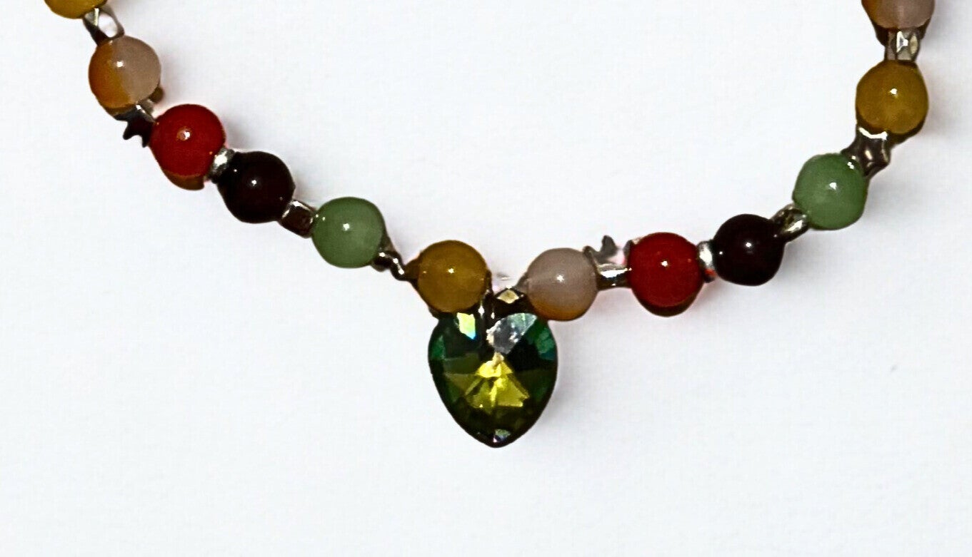 Hypoallergenic Gold-plated crystal green heart necklace