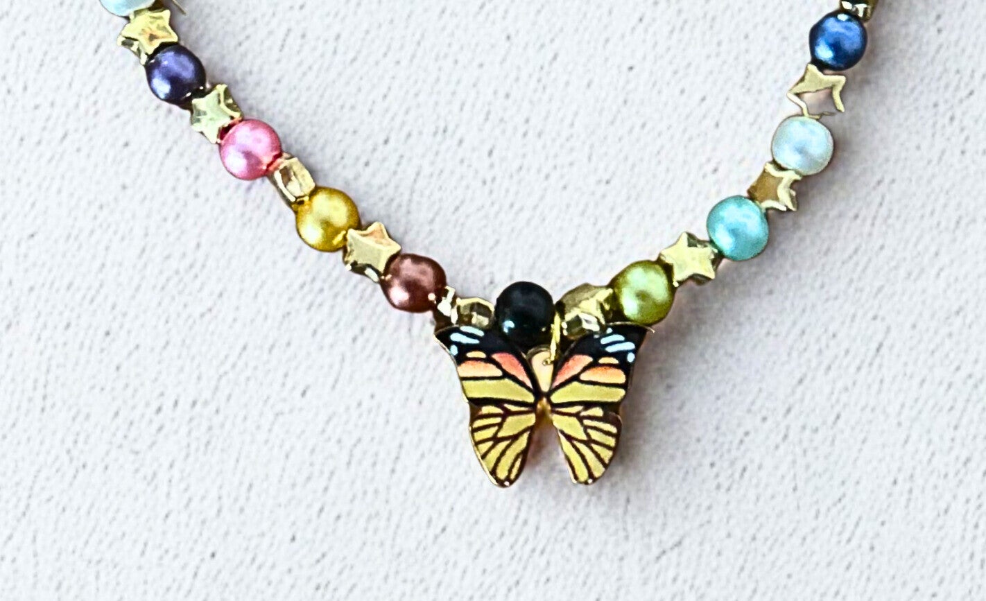 Hypoallergenic Gold-plated yellow butterfly necklace