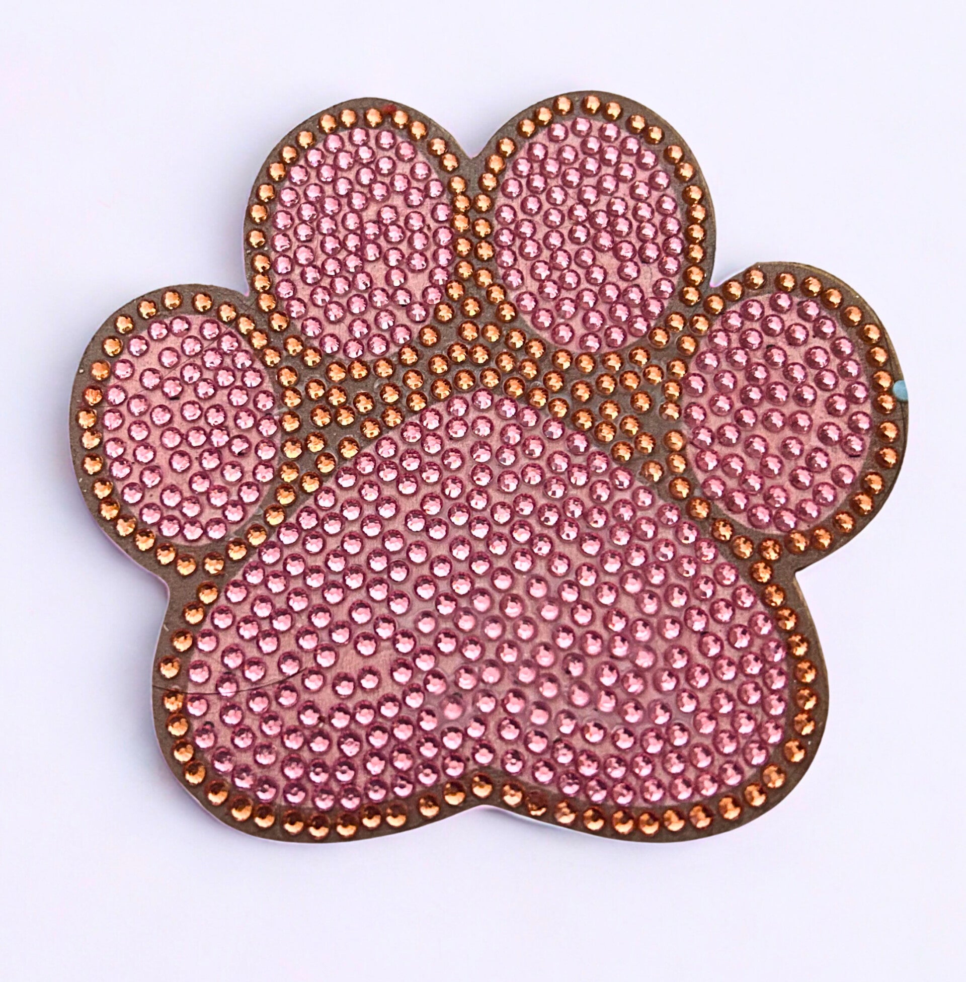 Diamond -painted pink paw coaster