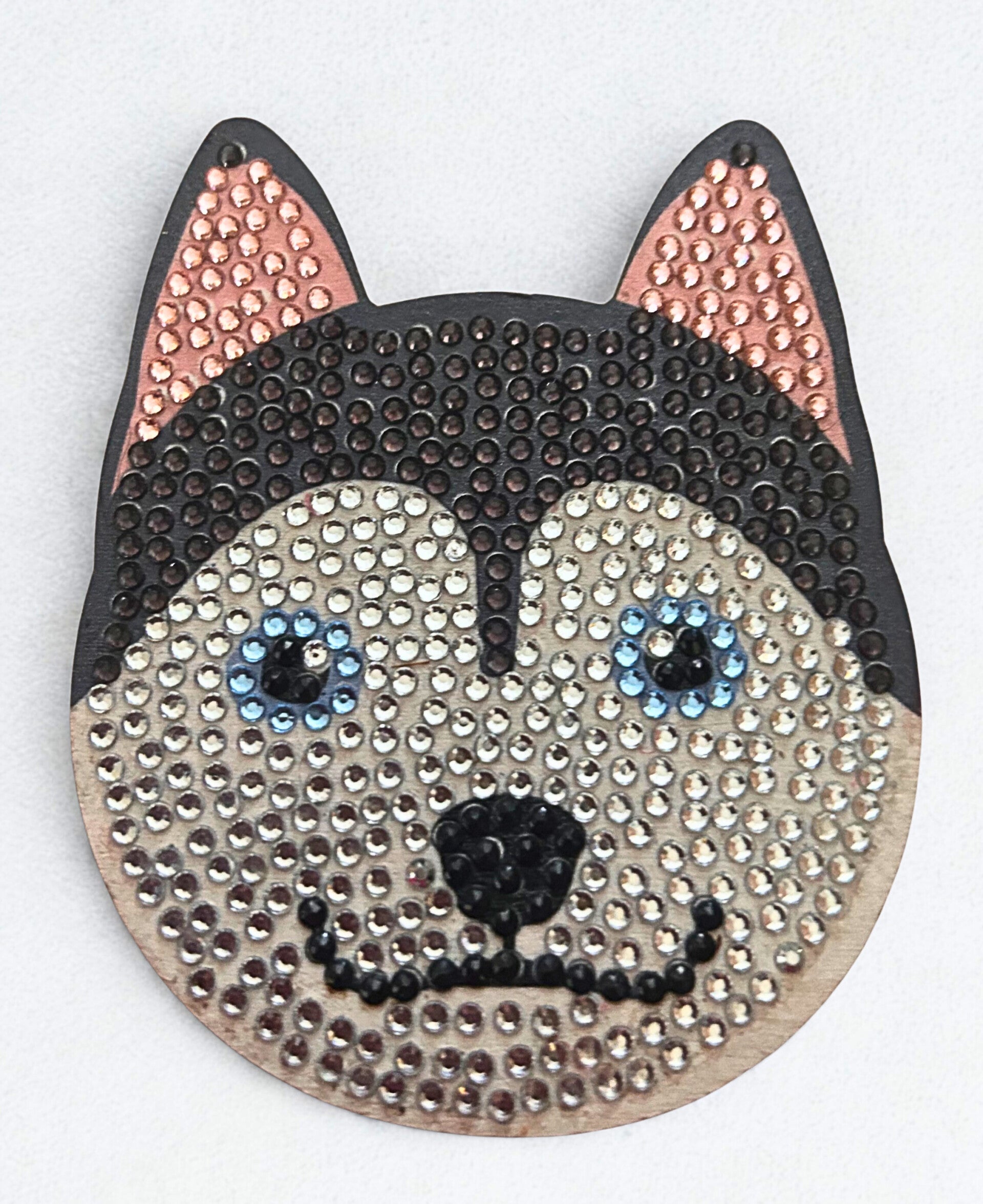 Diamond-painted set of 8 dog coasters including Labrador, pug, husky and others