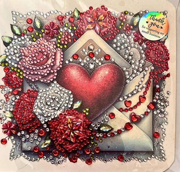 Diamond-painted Valentines Day card