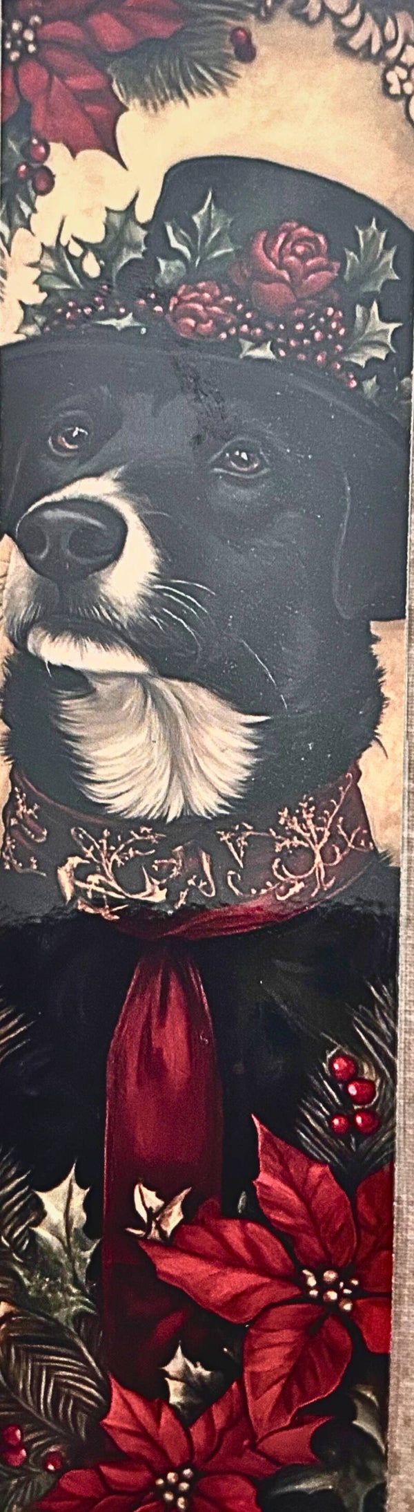 Boarder collie Christmas bookmark