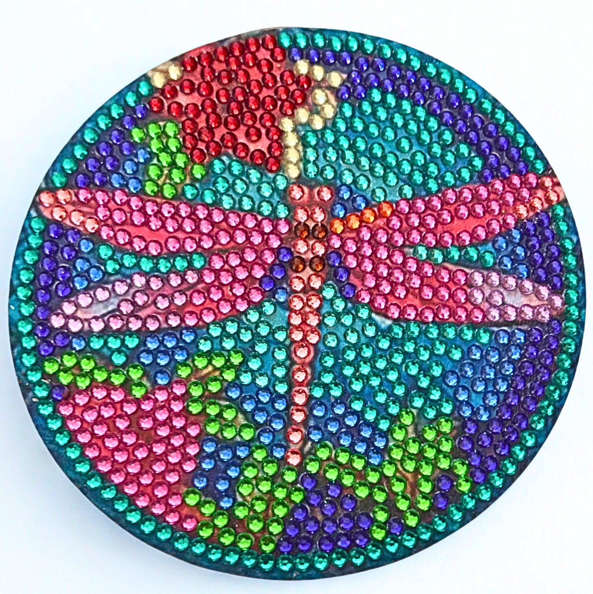 Diamond-painted Dragon fly coaster